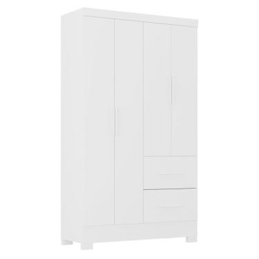 Imagem de Guarda Roupa Solteiro Primordial Max 4 Portas 2 Gavetas Branco Absoluto Semi Fosco - Za...