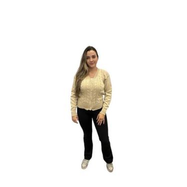 Imagem de Blusa De Frio Tricô Feminino Cardigan Casaquinho Botões Moda 584 - Dee