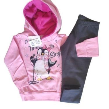 Imagem de Conjunto feminino Infantil moletom inverno- casaco com capuz - Tilesul