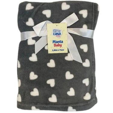 Imagem de Manta Bebê Oportunity Flannel Fleece 100x75 - Bene Casa, Cinza Coração