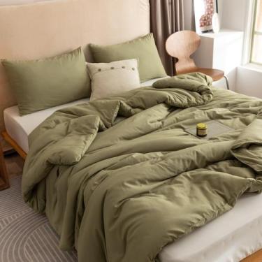 Imagem de Conjunto de edredom ROSGONIA Oversize King Olive Green 3 unidades