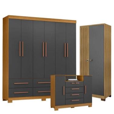 Imagem de Guarda Roupa Casal New Kansas com Cômoda Madri e Armário Multiuso Vers