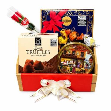 Imagem de Cesta Presente Gourmet com Importados, Cookies e Chocolates - Empório 