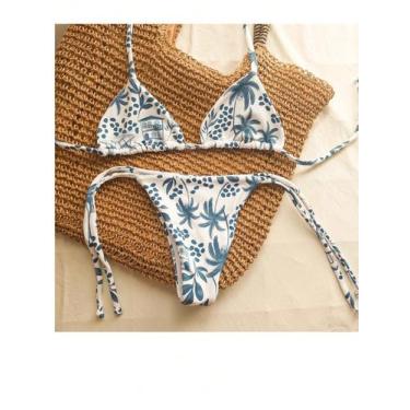 Imagem de Conjunto de Biquini marquinha de lacinho azul - JOLLIE, Azul, Branco, 