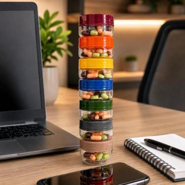 Imagem de Kit 7 Organizador De Remédios Comprimidos Vitaminas Semanal Potes Gire