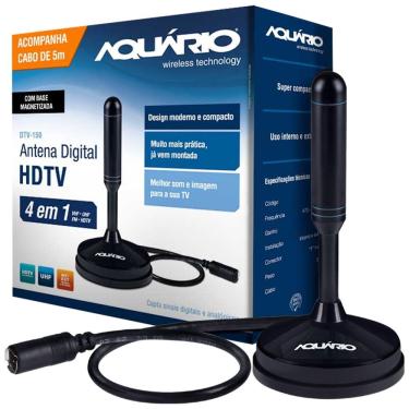 Imagem de Antena Digital Hdtv 5 Em 1 Vhf/uhf/fm/hdtv/4k Uso Interno Ou Externo Com Cabo 5 Metros Dtv-150