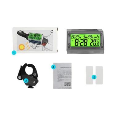 Imagem de Termômetro LCD À Prova D'água Com Energia Solar Para Motocicleta, Data