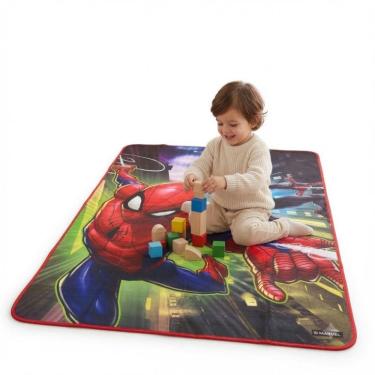 Imagem de Tapete Infantil Dupla Face Homem-Aranha Térmico Impermeável 180x116cm Vermelho Yeet