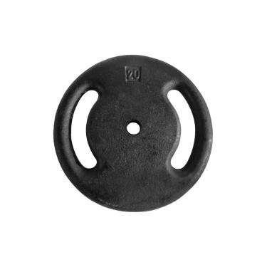 Imagem de Anilha 0.009A Ferro Fundido Pintada com Alça Lateral Treinos Força Funcional Preto 20kg Anilhas Fitness