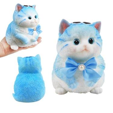 Imagem de Brinquedo de Apertar YVBBHE Gato Grande Pintado à Mão Azul