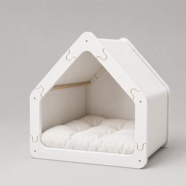 Imagem de Cama Caminha para Pet Cachorro Gato Grande em Madeira e Tecido Almofada Lavável