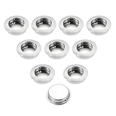 Imagem de 10 unidades de aço inoxidável plano/inclinado puxadores de porta redondos embutidos embutidos puxa o dedo inserir gaveta porta deslizante gabinete puxa puxador, b
