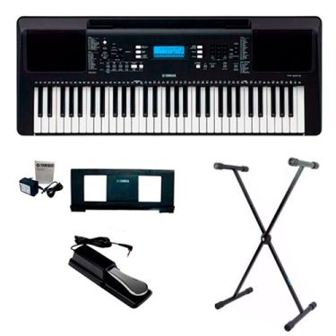 Teclado Yamaha Arranjador Psr Ew425 + Capa + Suporte + Pedal +