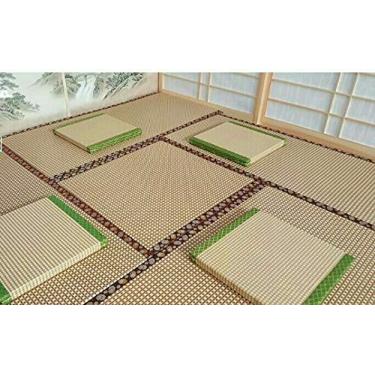 Imagem de HUAWELL Tatami japonês tradicional interior Igusa 2,5 cm de espessura (verde acastanhado, 44 cm x 88 cm)