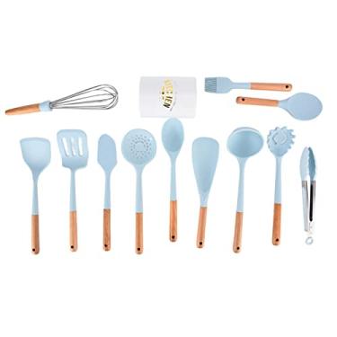 Imagem de Utensílio de cozinha de silicone, 12 peças/conjunto de espátula de silicone azul compacta para restaurante para cozinha para casa