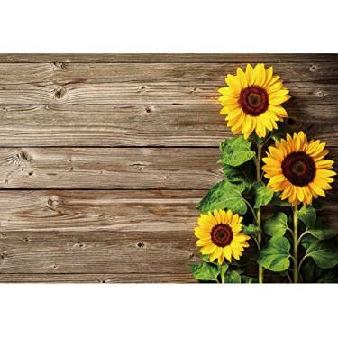 Imagem de Pano de fundo de madeira marrom girassol para fotografia, Yeele 3 x 2,4 m fundo rústico de madeira chão foto de fundo de festa de aniversário para foto estúdio de foto decoração de cabine de foto