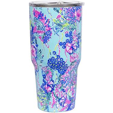 Imagem de Copo de viagem Lilly Pulitzer com tampa isolada, copo grande de aço inoxidável, para praia