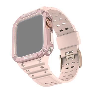 Imagem de Pulseira Capa Armadura Frame compatível com Apple Watch 41mm 40mm 38mm Series - Marca LTIMPORTS (Rosa)