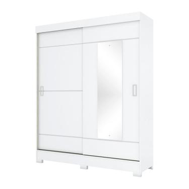 Imagem de Guarda-Roupa Casal com Espelho Amsterdã Flex 2 Portas 2 Gavetas Branco e Rosa Chá