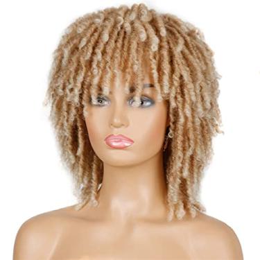 Imagem de Perucas femininas macias curtas sintéticas para mulheres negras 35,5 cm de fibra de alta temperatura cabelo humano torcido de crochê perucas (cor: 1, comprimento esticado: 35,5 cm)