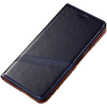 Imagem de Capa carteira para Google Pixel 6/6 Pro, capa flip de couro real com suporte para cartão, fecho magnético, antiarranhões, à prova de choque, capa para celular, azul, 6 Pro 17 cm