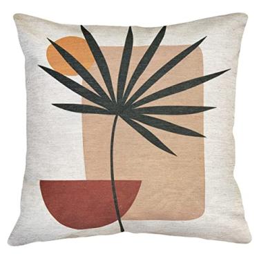 Imagem de Capa Almofada De Linho Rústico Estampa Terracota África 45x45 (Palmeira)