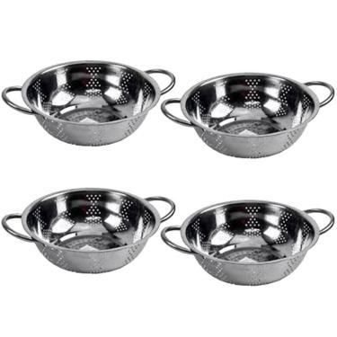 Imagem de Kit 4 Escorredor Inox Arroz Macarrão Peneira De Cozinha 25Cm