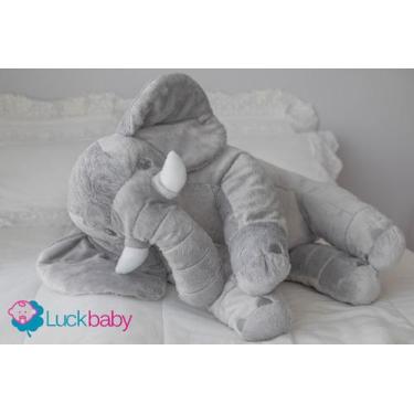 Imagem de Almofada Travesseiro Elefante Bebê Pelúcia Cinza 80cm - Luckbabyenxova