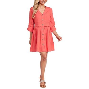 Imagem de Mud Pie Vestido feminino com botões Addison, rosa, G