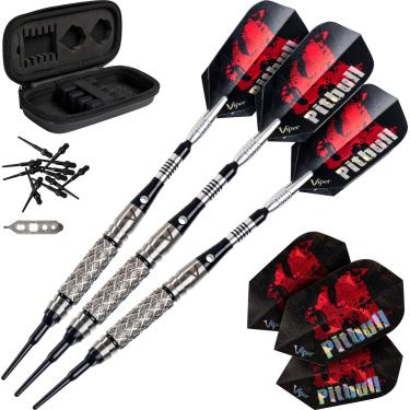 Imagem de Viper Pitbull Dardos de ponta macia de tungstênio 90% com estojo de armazenamento/viagem, serrilhagem média, 18 gramas