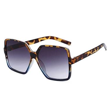 Imagem de 1 peça unissex moda óculos de sol quadrado superdimensionado retrô grande armação plana óculos de sol óculos de sol de luxo óculos de proteção uv400, um, azul leopardo, outros