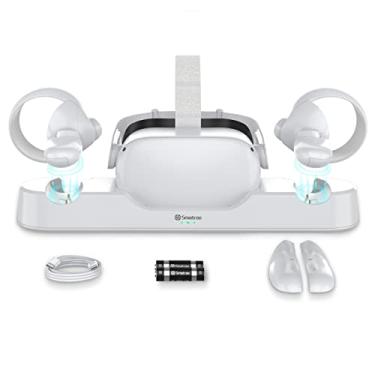 Imagem de Smatree Oculus Quest 2 Charging Dock for Oculus Quest 2/Meta Quest 2,Charge Controllers and Headset Simultaneously,[Updated Fit Elite Strap], with 2 Rechargeable Controller Batteries(NO AC Adapter)