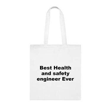 Imagem de Bolsa tote de engenheiro de saúde e segurança, melhor bolsa de engenheiro de saúde e segurança, presente de engenheiro de saúde e segurança, bolsas reutilizáveis, ideia de de Natal, Branco