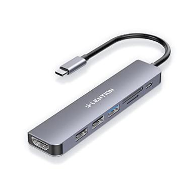 Imagem de LENTION Hub USB C carregamento de 100 W, HDMI 4K, Dual Leitor de Cartão, Compatível USB 3.0 e 2.0 2023-2016 MacBook Pro, novo Mac Air/Surface, Chromebook, adaptador de driver estável (CB-CE18, Cinza)