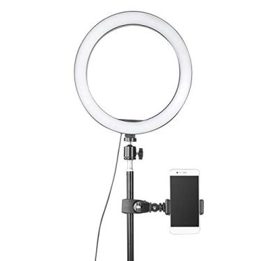 Imagem de Joyzan Anel de beleza de mesa de LED regulável, luz de anel de luz para câmera USB com 3 modos de luz anel de selfie com tripé suporte para celular para fotografia de maquiagem 25,4 cm
