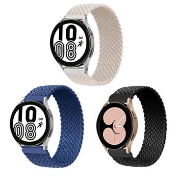 Imagem de ALMNVO Pacote com 3 pulseiras de nylon trançadas elásticas para Samsung Galaxy Watch 5 de 40 mm e 44 mm/LTE 44 mm/5 Pro de 45 mm/4 40 mm/4 classic 46 mm/42mm/3 41 mm/Ativo, pulseira elástica, 20 mm-G