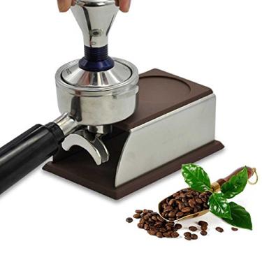 Imagem de Yosoo – Suporte de café de aço inoxidável, para cafeteira de silicone, tapete de tampa, ferramenta de café, Marrom, 1