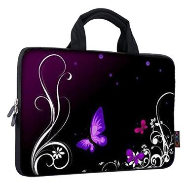 Imagem de iColor Bolsa para laptop 15,4 15,6 polegadas, alça de proteção, neoprene, à prova d'água, lavável, para Dell Lenovo Toshiba HP Chromebook ASUS Acer Roxo, transporte e proteção de laptop