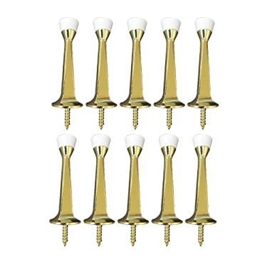 Imagem de QCAA — Parada de porta rígida sólida resistente, 7,6 cm, molde de zinco, 10 Pack, Polished Brass