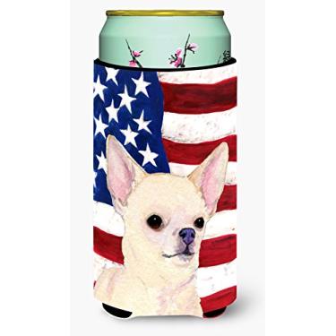 Imagem de Caroline's Treasures SS4228TBC Bandeira americana com Isolador Isolador de Bebidas Chihuahua Tall Boy Beverage Hugger, Menino Alto, Multicolorido