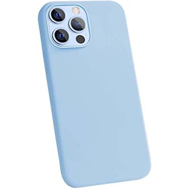 Imagem de HAODEE Capa de telefone traseira de silicone líquido, para Apple iPhone 13 Pro Max (2021) Capa protetora fina com tudo incluído de 6,7 polegadas [proteção de tela e câmera] (Cor: Azul de pico longe)