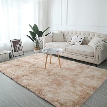 Imagem de Tapetes de área modernos decoração de casa tapetes macios e macios para sala de estar quarto quarto de crianças felpudo tapete antiderrapante macio interior (cor camelo claro) 200 x 248 cm