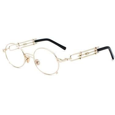 Imagem de Óculos de Sol Steampunk Masculino Retro Óculos de Sol Metal Gold Frame Preto Oval Óculos Gafas de Sol UV400, ouro claro, A