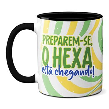 Imagem de Caneca Preparem-se O Hexa Está Chegando Brasil Mascote 2022 (Preta)