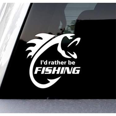 Imagem de Adesivo de vinil para janela de carro com desenho do pôr do sol I'd Rather Be Fishing | Carros caminhões Vans Paredes Laptop | Branco | 5,5 polegadas | SGD00123