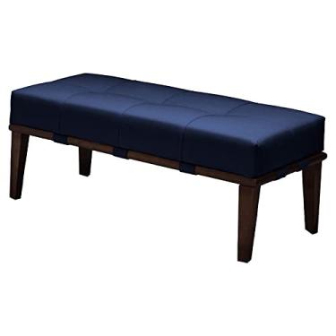 Imagem de Puff Decorativo 100cm Martínez Veludo Pés Madeira Azul/Imbúia G62 - Gran Belo