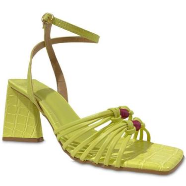 Imagem de Sandália Salto Triângulo Croco Lemon Amarelo - Salook