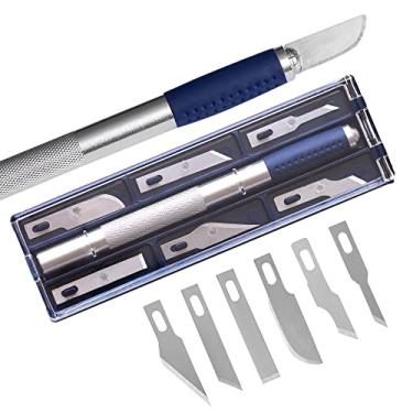 Imagem de Conjunto de facas WA Portman com 7 peças de precisão para hobby – 6 lâminas de aço carbono – Conjunto de facas de precisão – Kit de facas para artesanato com 7 peças – Facas para hobby – Conjunto de facas exatamente compatível – Conjunto de facas artísticas