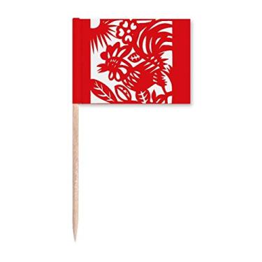 Imagem de Galo cortado em papel com bandeiras do zodíaco da China, marcadores para decoração de festa