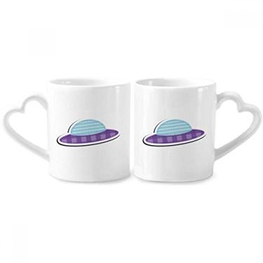 Imagem de Universo e alienígena UFO Conjunto de canecas de porcelana para casais, coração e coração